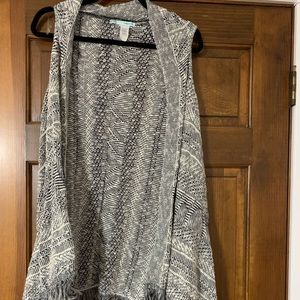 Navy and ivory vest with fringe